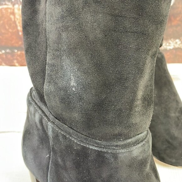Kate Spade Shoe Over the Knee Heeled Boot Black Suede Leather 6 1/2 Medium M - Picture 12 of 16